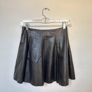 Nordstrom Black Leather Pleated Skirt